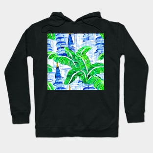 Ancient pagodas and banana leaves Hoodie